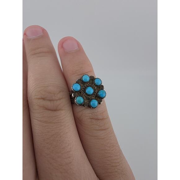 Native American Jewelry - Native American Sterling Silver 925 Turquoise Ring Size 7